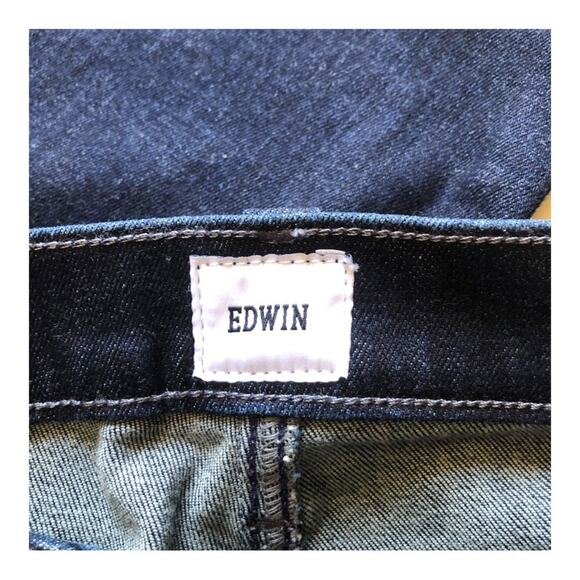 Edwin NWT Elin Relaxed Straight Leg Mid Rise Jeans Dark Indigo Legend Size 24 - Picture 10 of 16